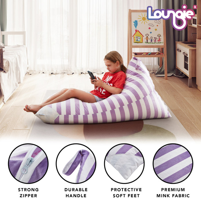 Loungie 55" Stuffed Animal Storage Bean Bag Cover For Bedroom & Reviews